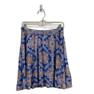 Renee C. Blue Jessica Printed Swing Skirt Sz MP NWT